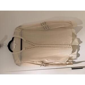Veronica Beard Cream Studded Long Sleeve Blouse Size 10
